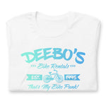Load image into Gallery viewer, &quot;DEEBO&#39;s Bike Rentals&quot; Unisex t-shirt (green/blue)
