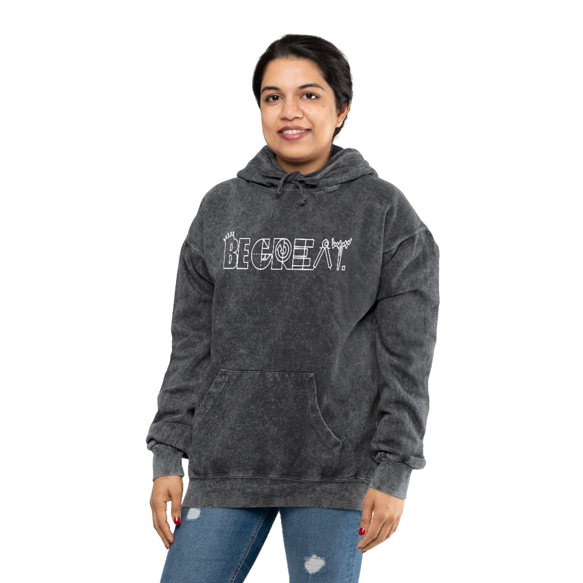 "BE GREAT" (architecture) Unisex Mineral Wash Hoodie