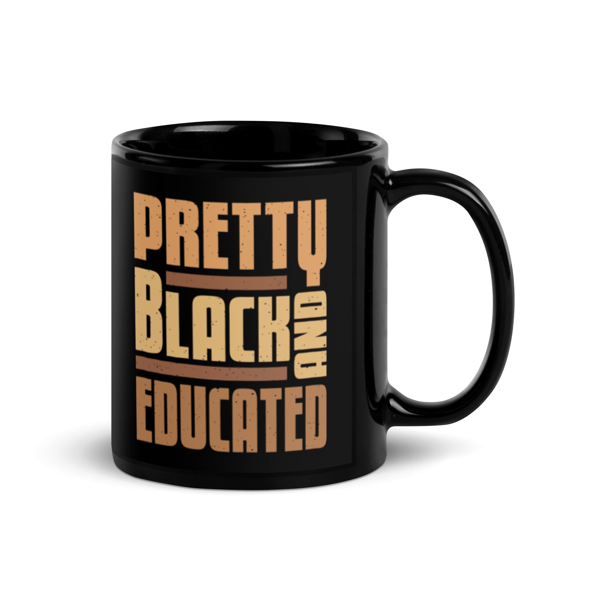 "Pretty, Black & Educated" Black Glossy Mug