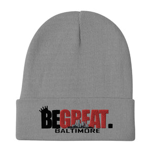 "BE GREAT" Embroidered Beanie (blk/red)