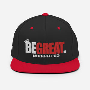"BE GREAT" Snapback Hat (white/red)