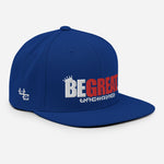 Load image into Gallery viewer, &quot;BE GREAT&quot; Snapback Hat (white/red)
