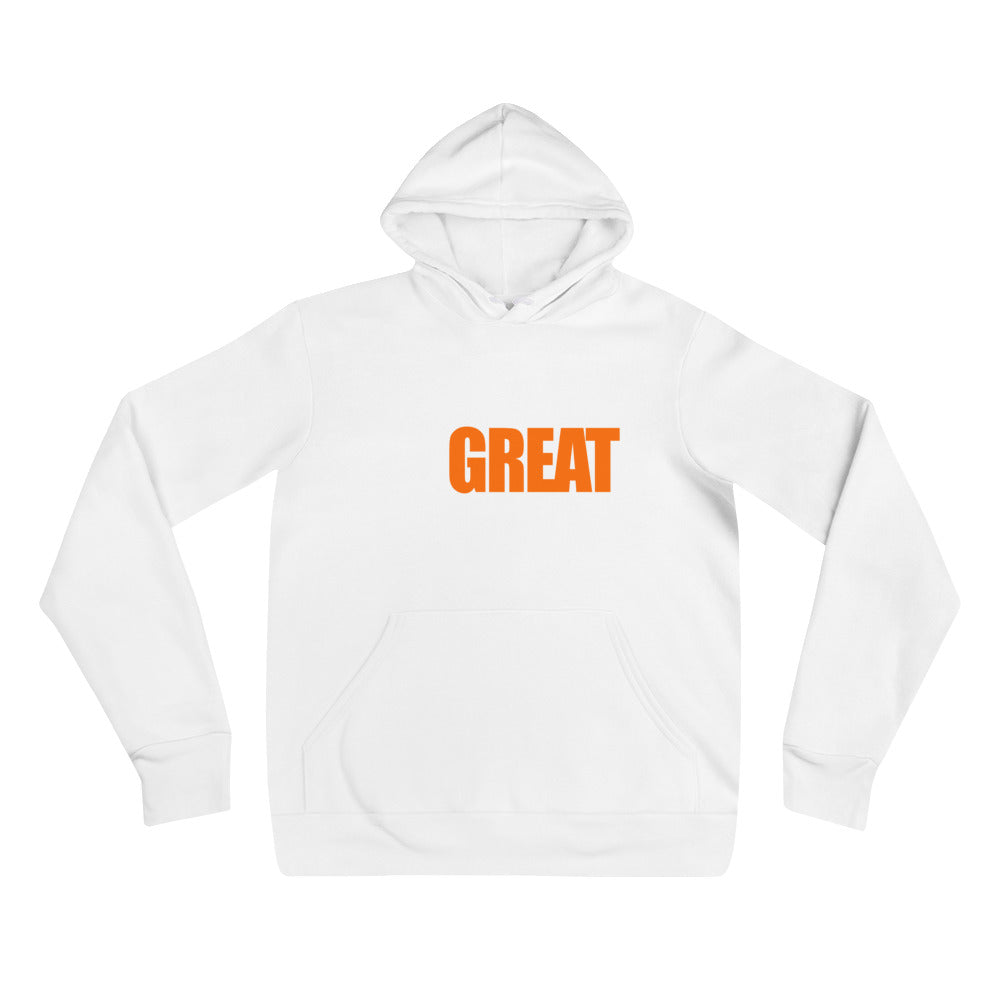 "BE GREAT" Unisex hoodie (white/orange)