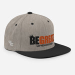 Load image into Gallery viewer, &quot;BE GREAT&quot; Snapback Hat (black/orange)
