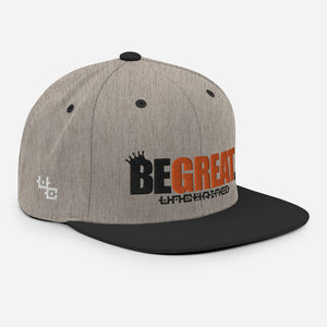 "BE GREAT" Snapback Hat (black/orange)