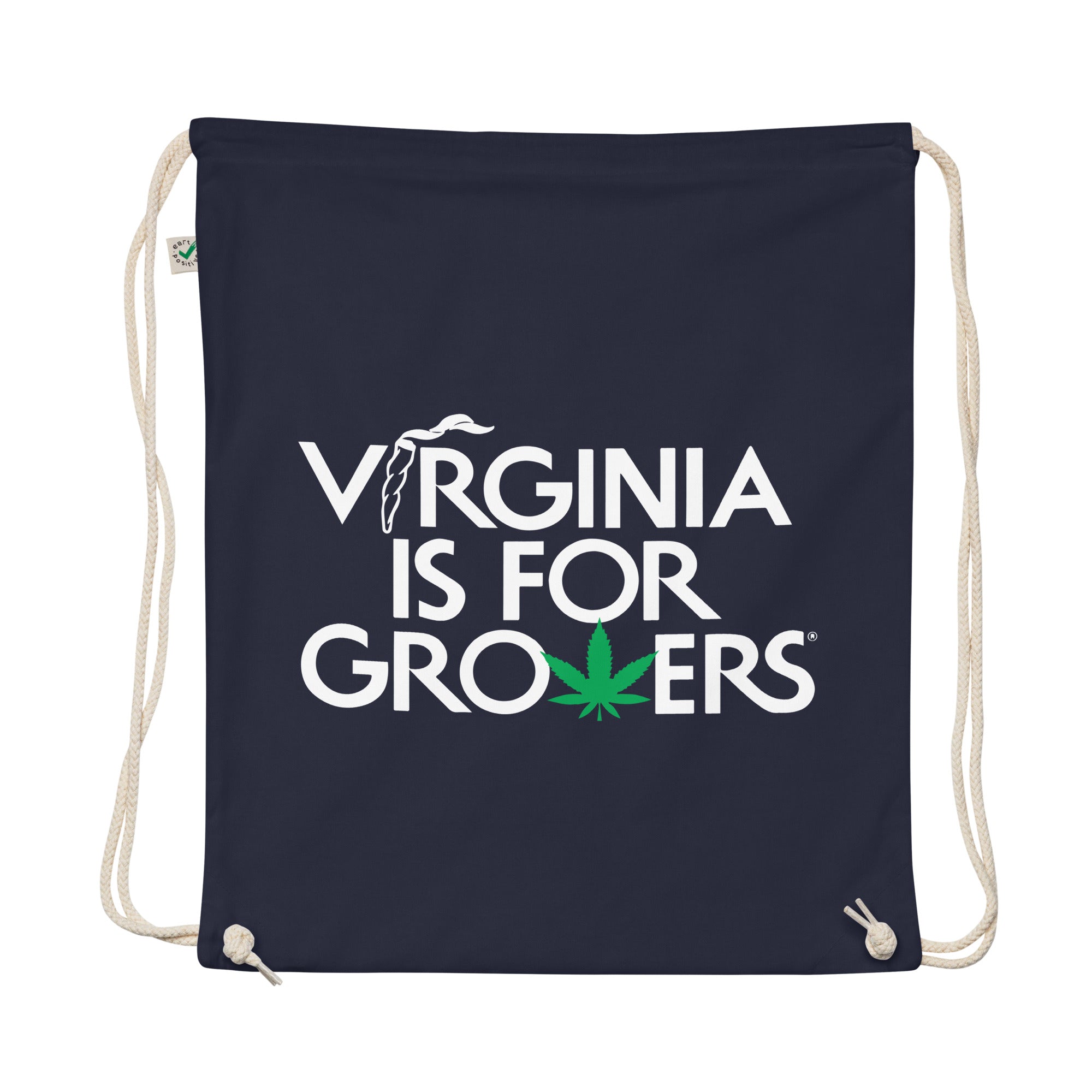"VA is for Growers" Organic cotton drawstring bag