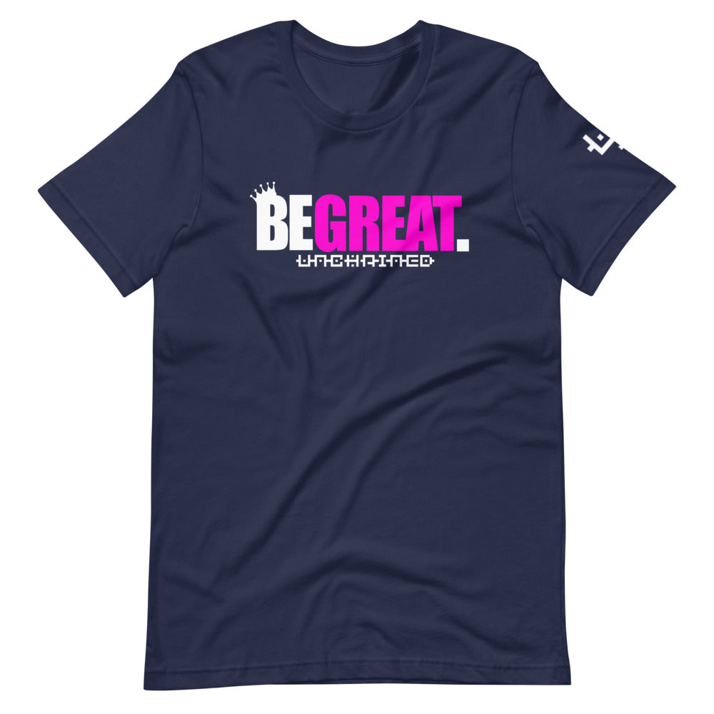 "BE GREAT" Short-Sleeve T-Shirt (white/pink)