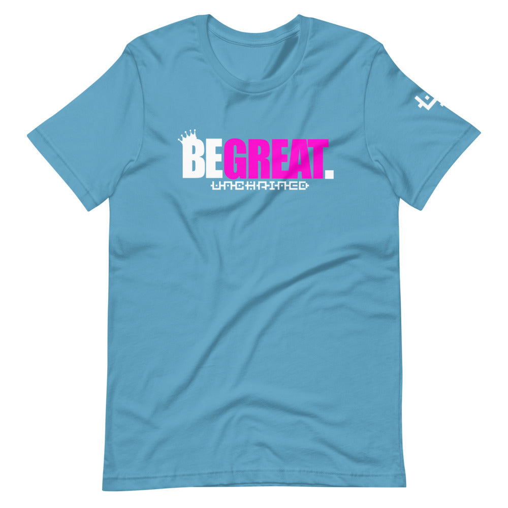"BE GREAT" Short-Sleeve T-Shirt (white/pink)