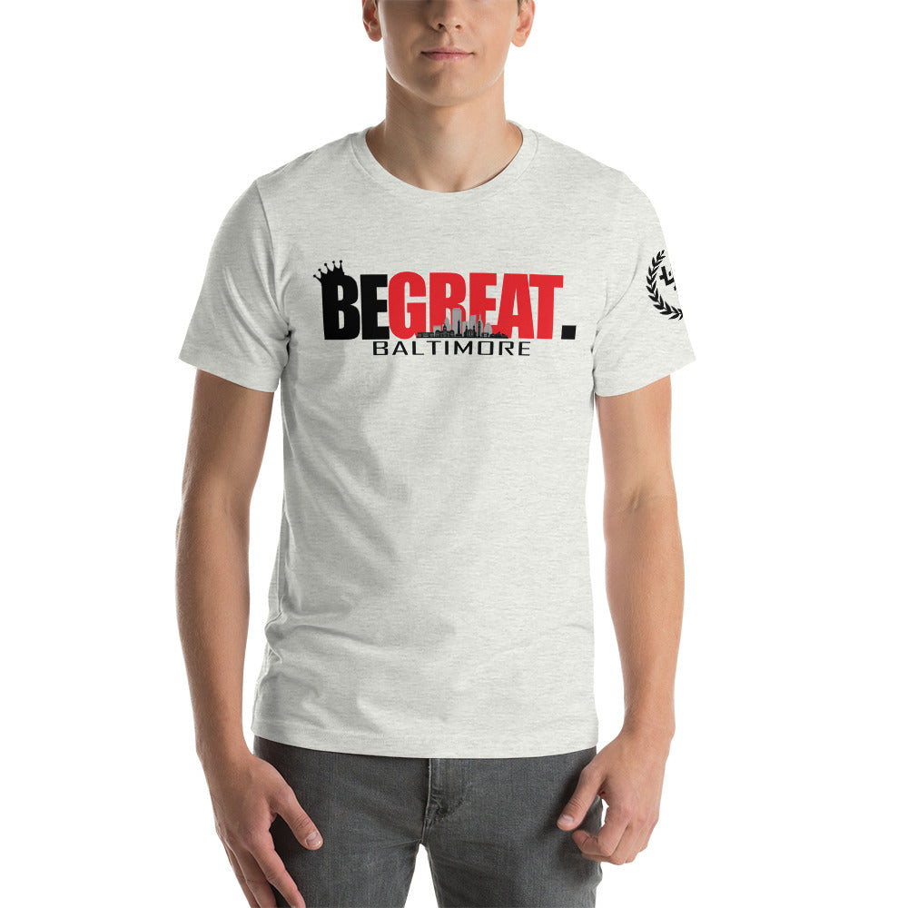 "BE GREAT" (B-More) unisex t-shirt (Blk/Red)