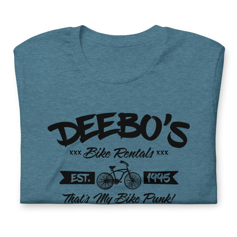 "DEEBO's Bike Rentals" Short-sleeve t-shirt (blk)
