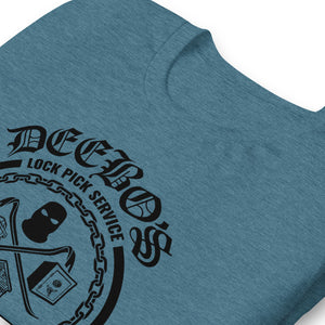 "DEEBO's Lock Pick Service" Short-sleeve t-shirt (blk)
