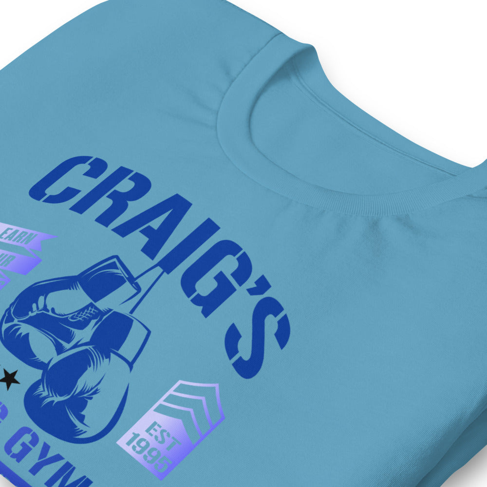 "Craig's Boxing Gym" Unisex t-shirt (blue)