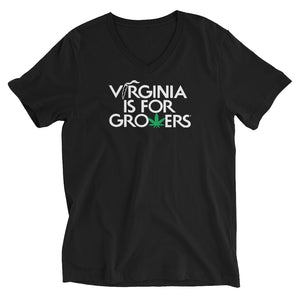 "VA is for Growers" Short Sleeve V-Neck T-Shirt